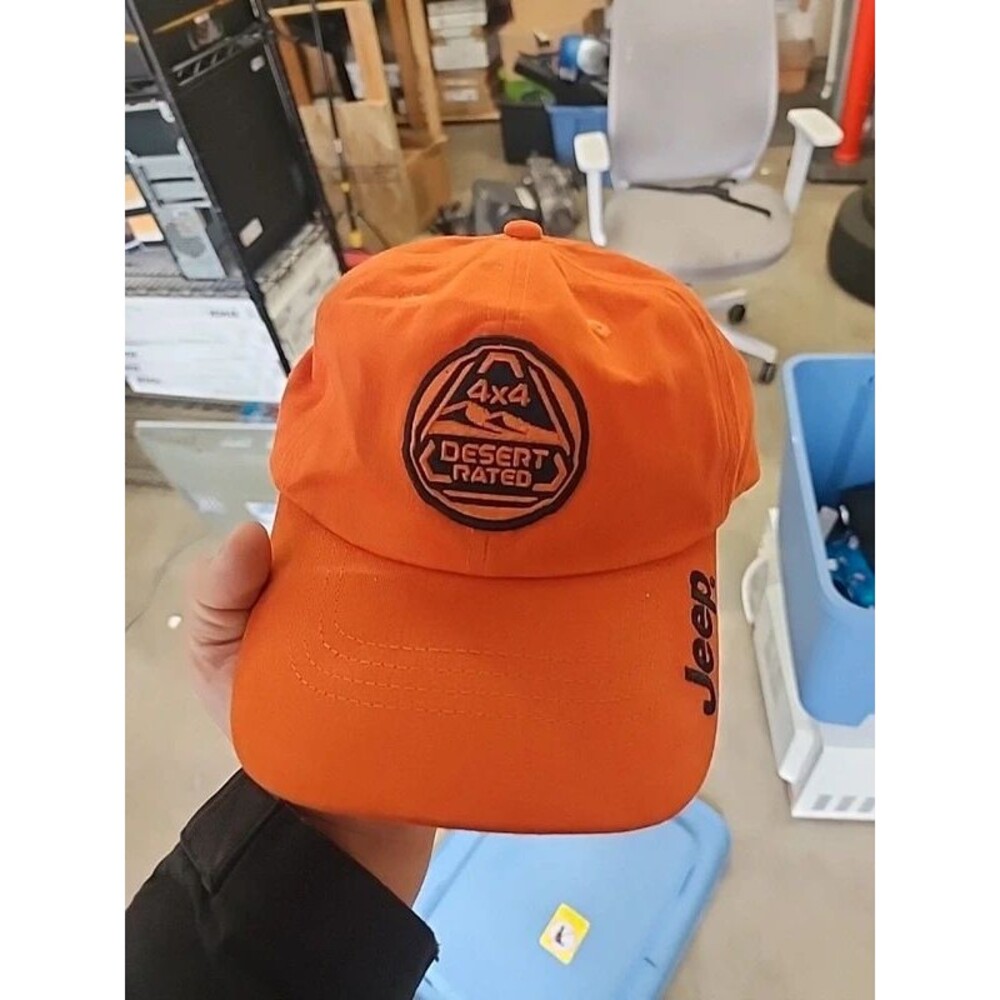 Jeep 4x4 Desert Rated Orange Adjustable Baseball Cap, Off Road Outdoor Hat